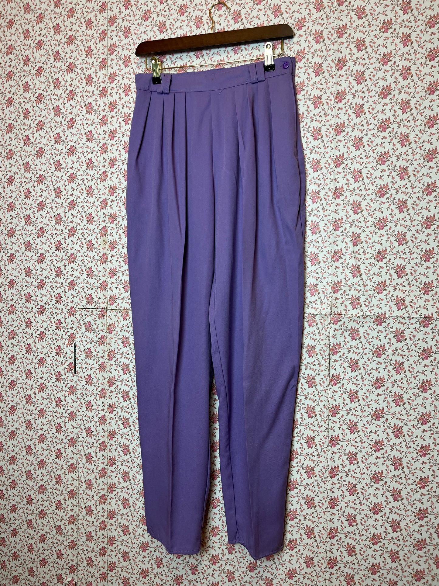 Vintage 1950s Purple Pleated Tapered Trousers