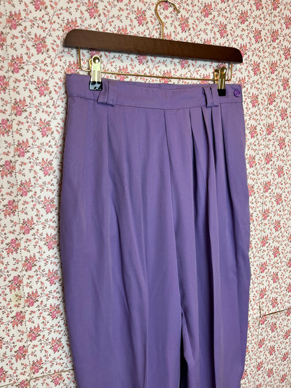 Vintage 1950s Purple Pleated Tapered Trousers