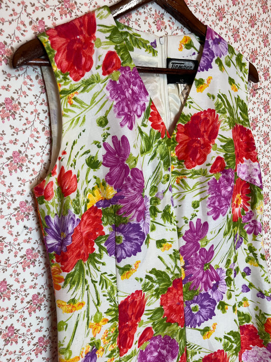 Vintage 1970s Floral Sleeveless Maxi Dress