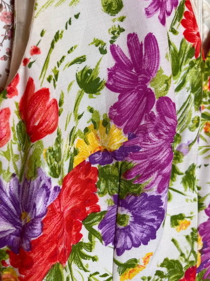 Vintage 1970s Floral Sleeveless Maxi Dress
