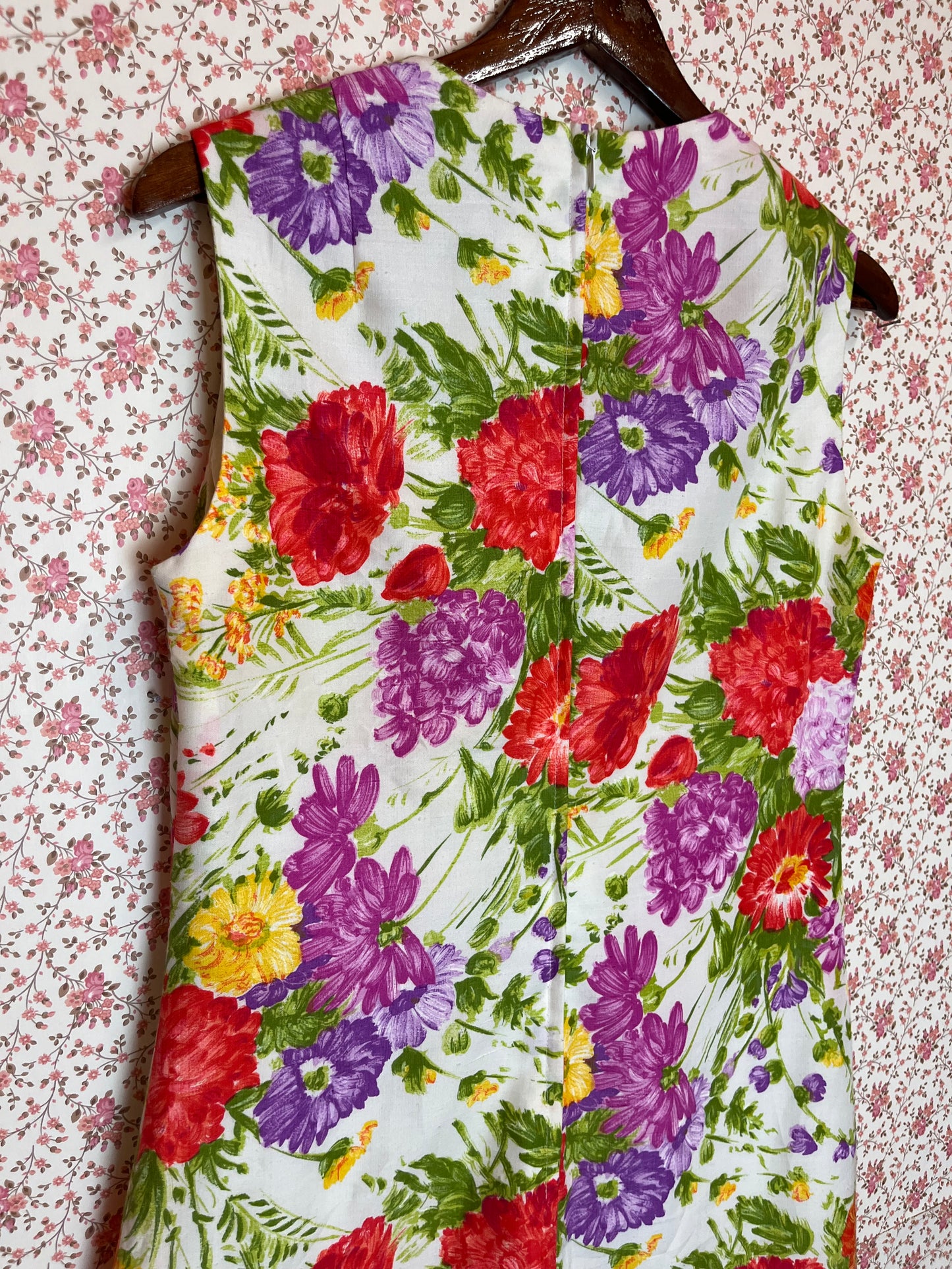 Vintage 1970s Floral Sleeveless Maxi Dress
