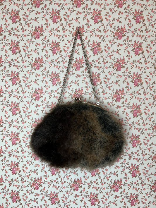 Vintage 1960s Fluffy Mini Bag with Silver Chain