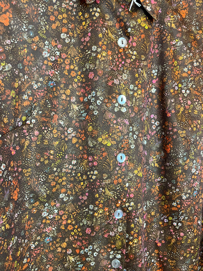 Vintage 1970s Brown Floral Multi Colour Long Sleeve Shirt