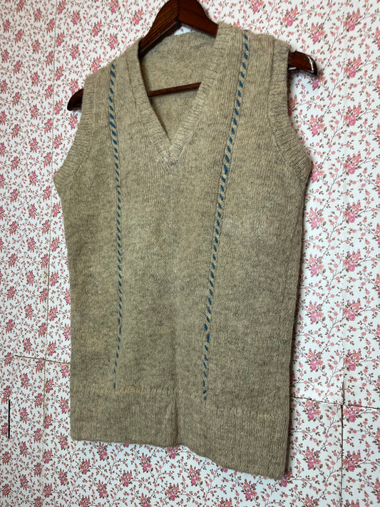 Vintage Hand Made Wool V Neck Waistcoat