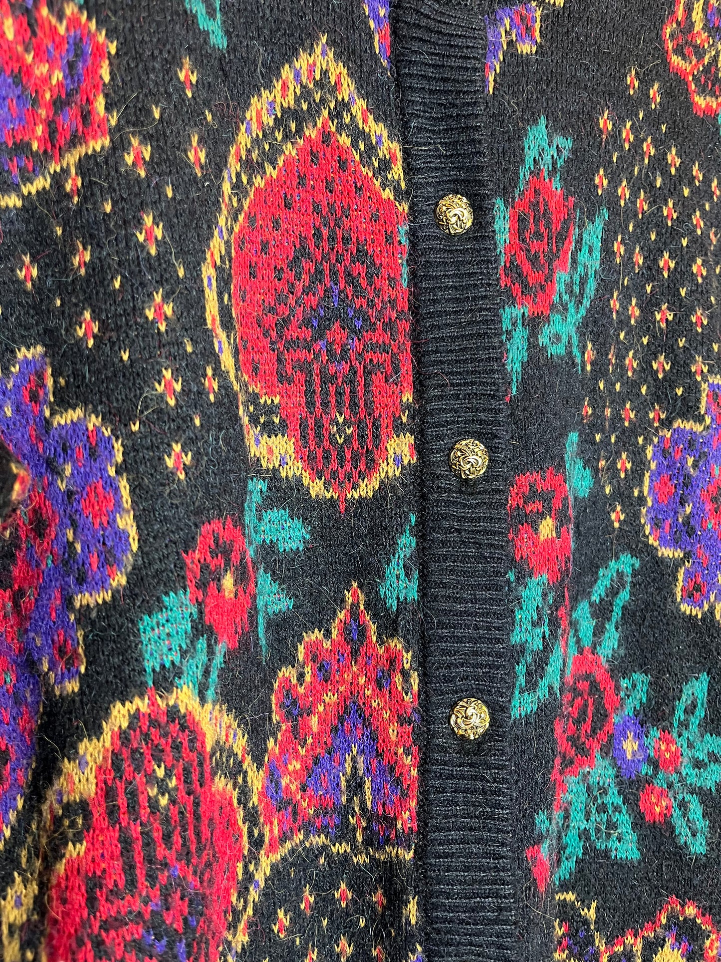 Vintage 1980s Floral & Paisley Knitted Cardigan