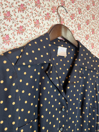 Vintage 1970s Polka Dot Collared Blouse
