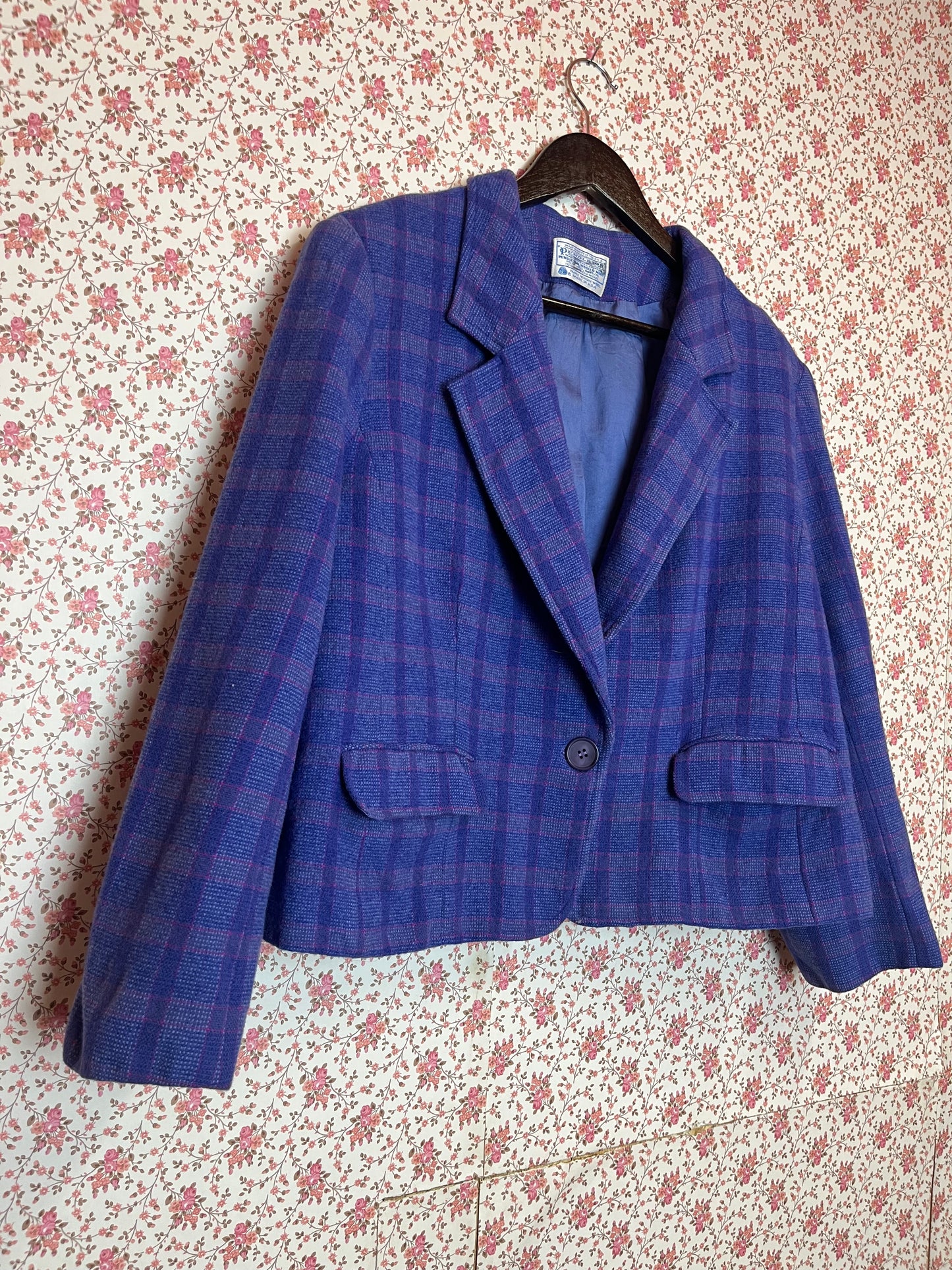Vintage 1970s Pendleton Wool Checked Cropped Blazer