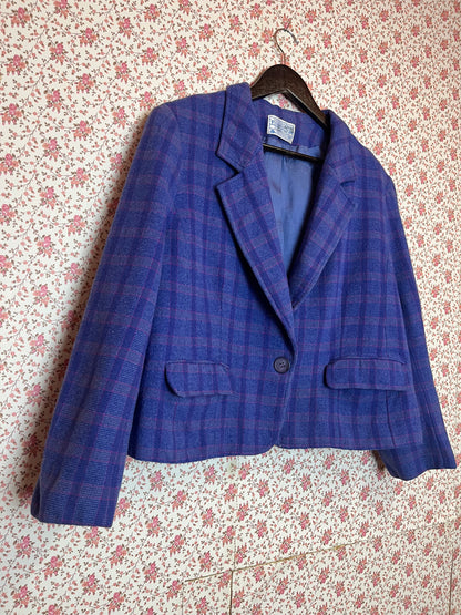Vintage 1970s Pendleton Wool Checked Cropped Blazer