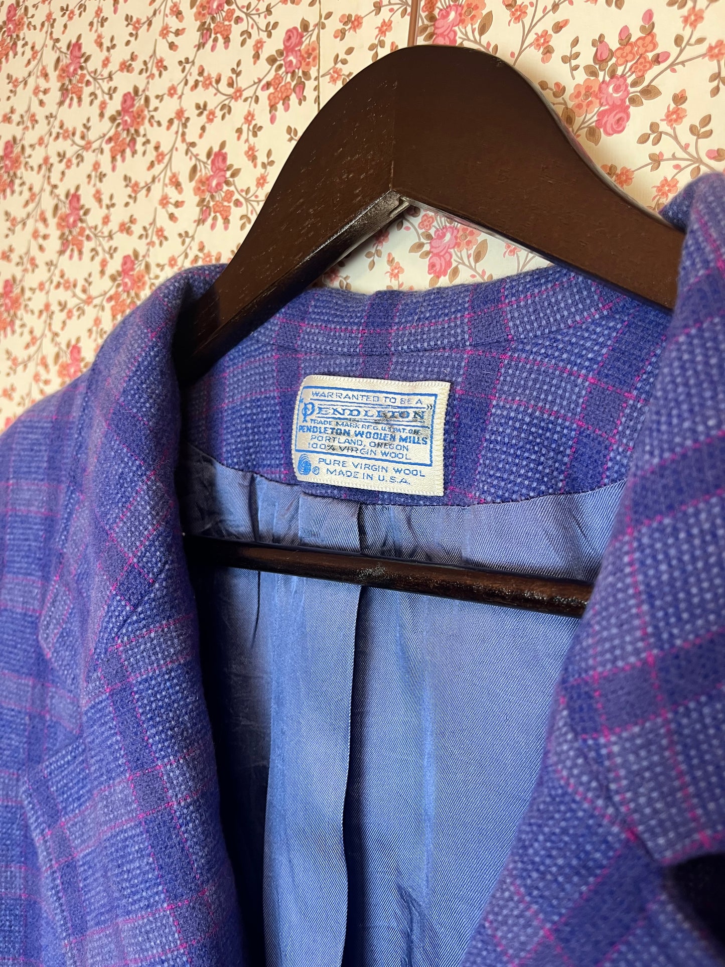 Vintage 1970s Pendleton Wool Checked Cropped Blazer