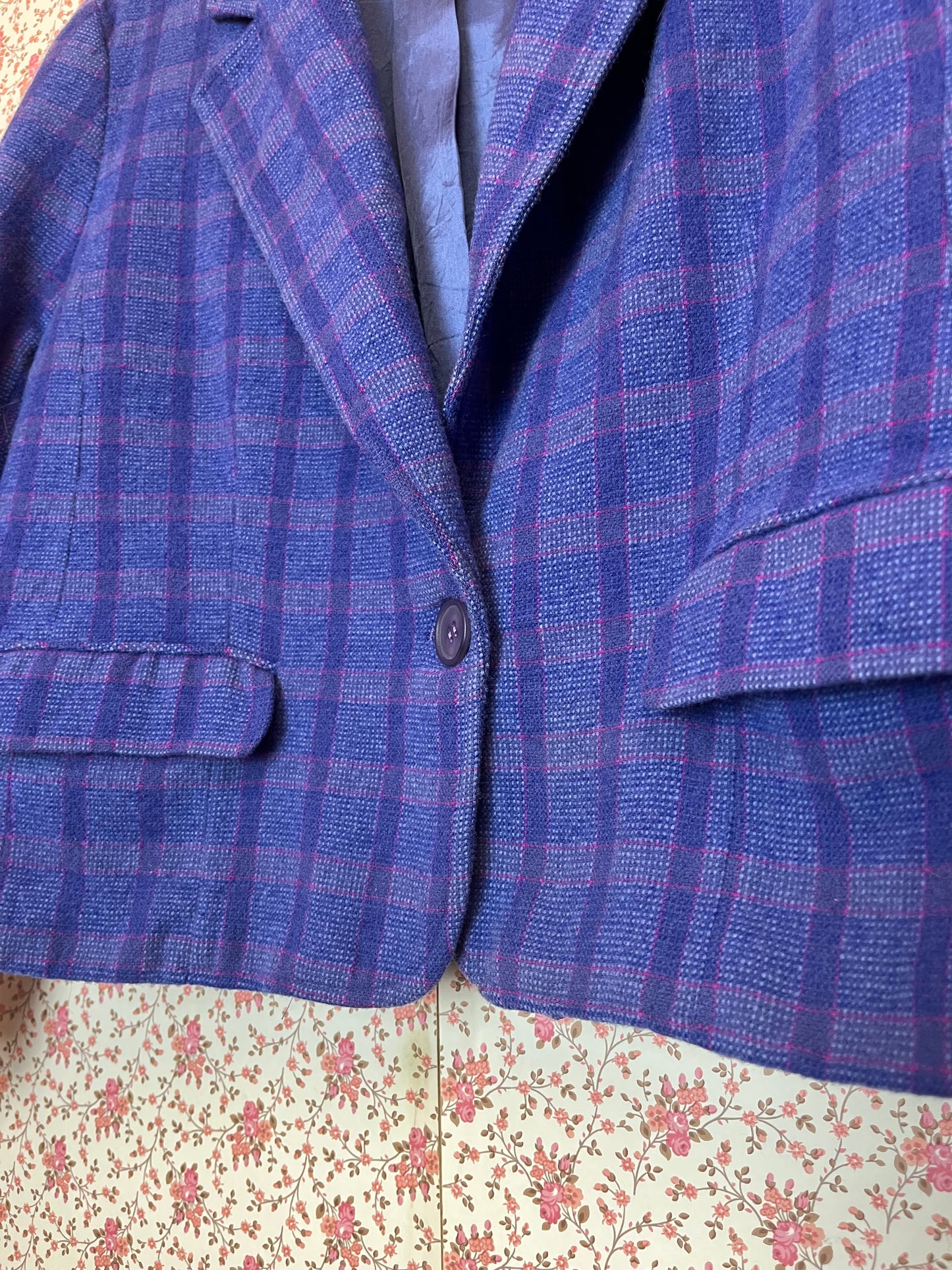 Vintage 1970s Pendleton Wool Checked Cropped Blazer