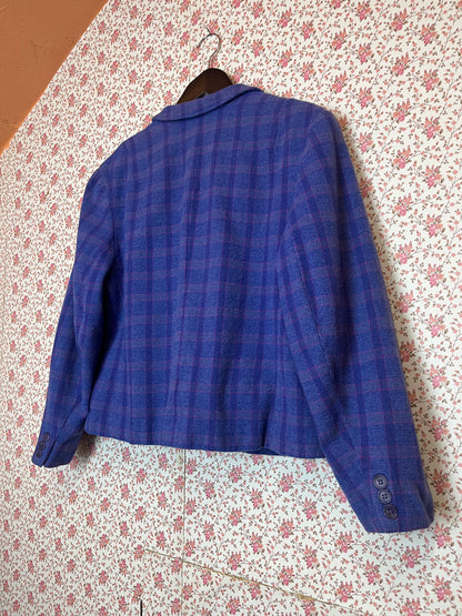 Vintage 1970s Pendleton Wool Checked Cropped Blazer