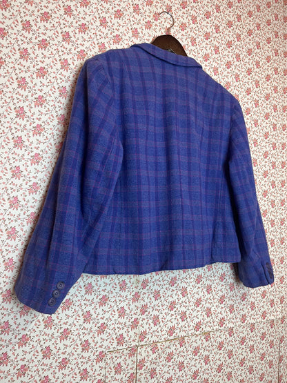 Vintage 1970s Pendleton Wool Checked Cropped Blazer