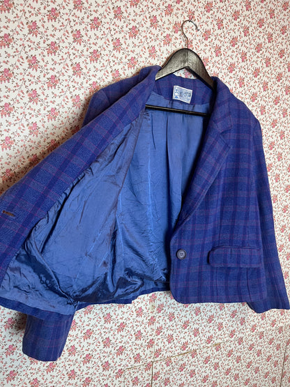 Vintage 1970s Pendleton Wool Checked Cropped Blazer