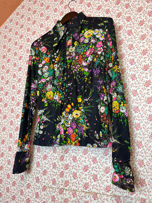 Vintage 1970s Floral Print Popover Shirt