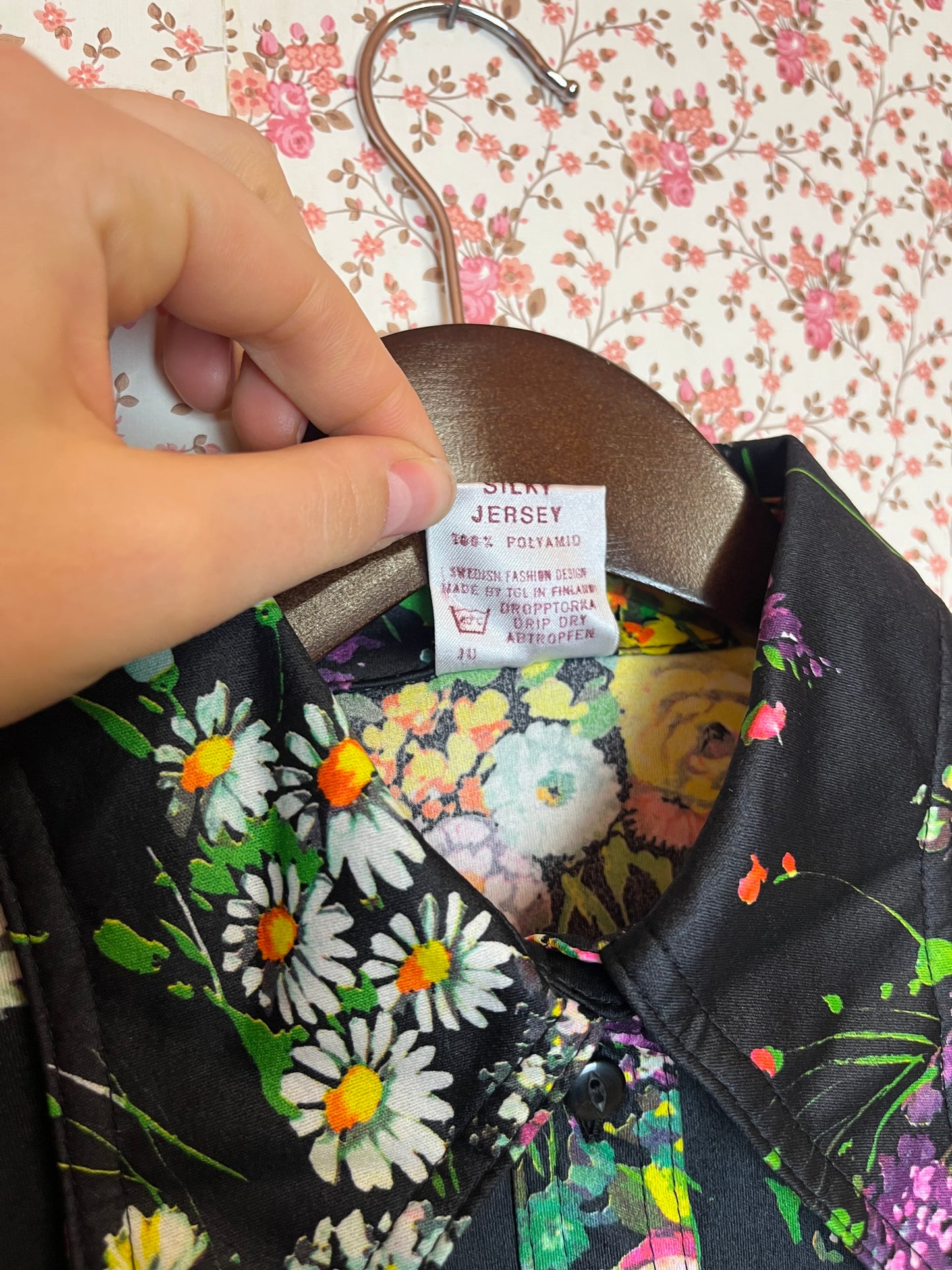 Vintage 1970s Floral Print Popover Shirt