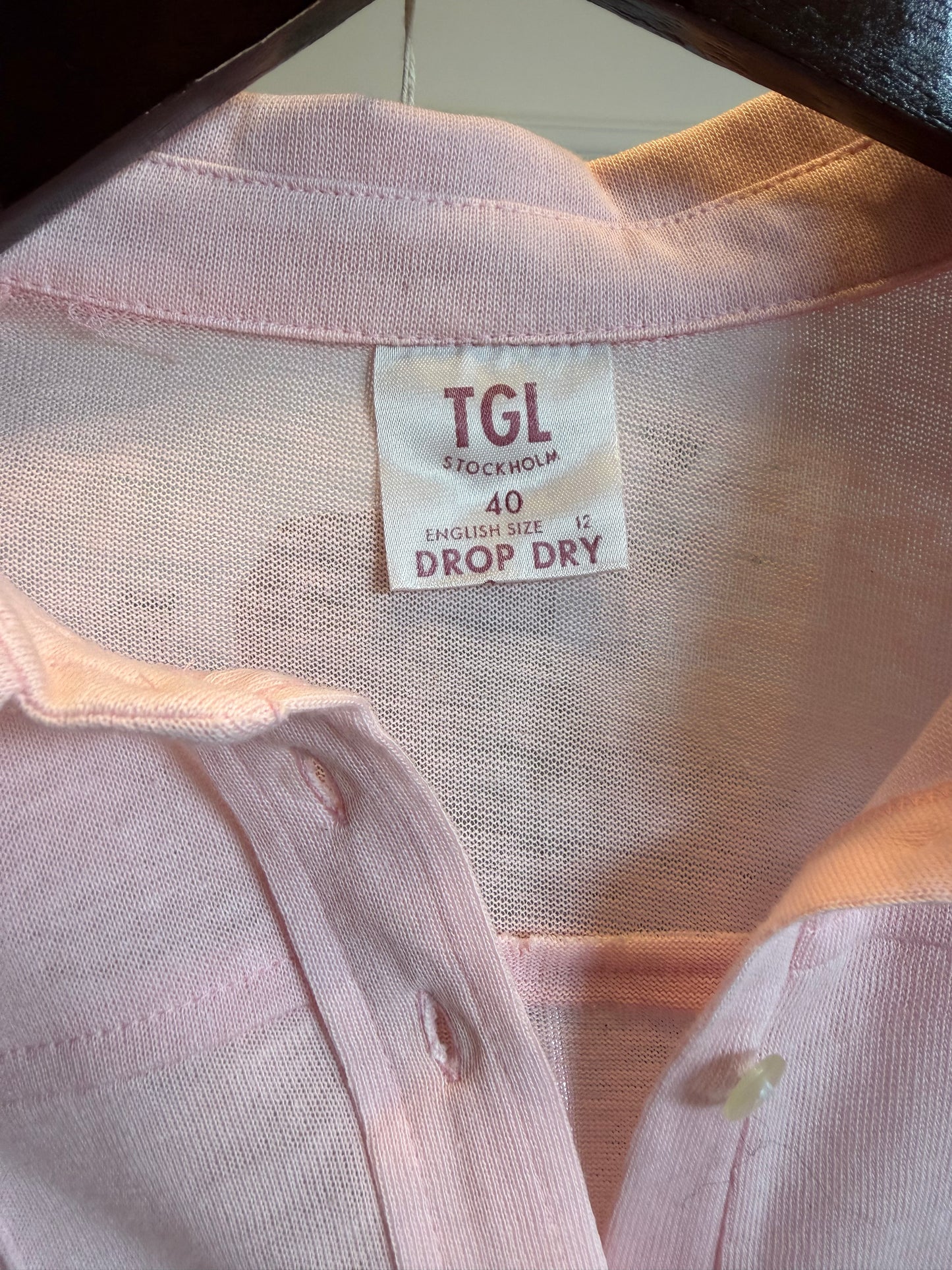 Vintage 1970s Baby Pink Fitted Statement Collar Blouse - Size Medium