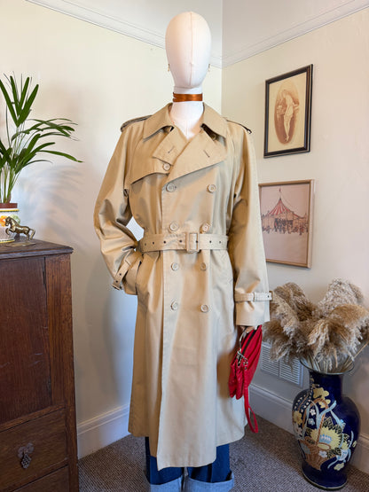 Vintage 1980s Peter Brown Beige Trench Coat - Size Large