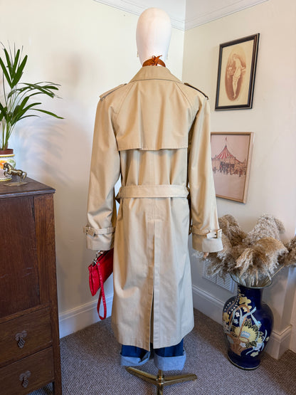 Vintage 1980s Peter Brown Beige Trench Coat - Size Large