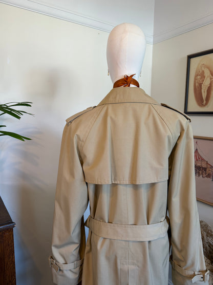 Vintage 1980s Peter Brown Beige Trench Coat - Size Large