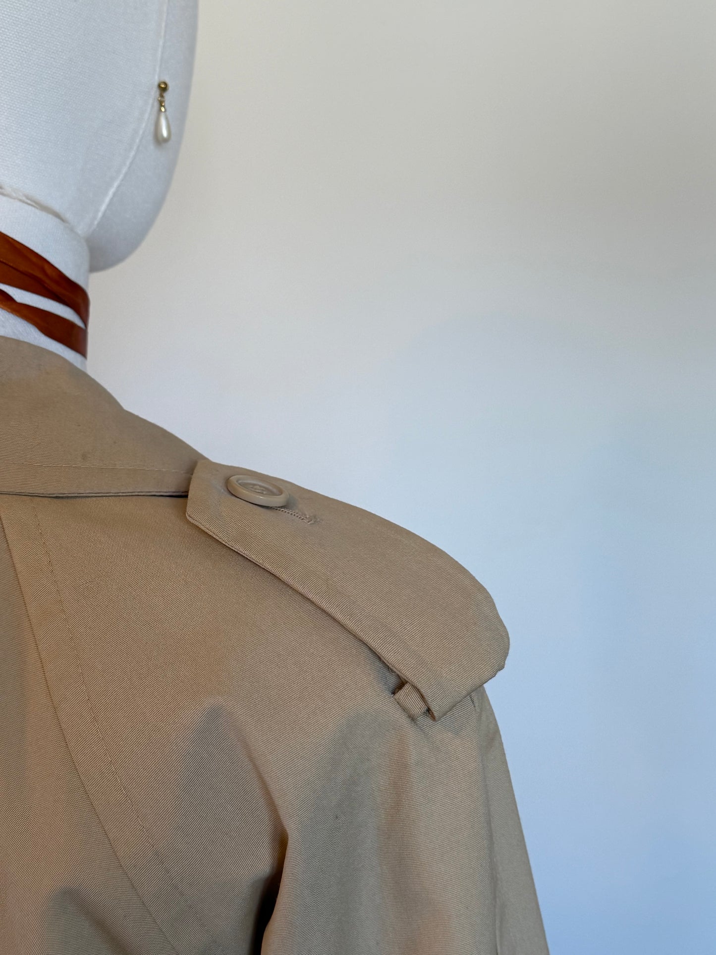 Vintage 1980s Peter Brown Beige Trench Coat - Size Large