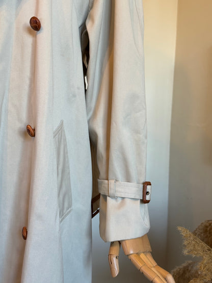 Vintage 1980s  Ecru French Trench Coat - Size Large