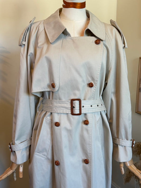 Vintage 1980s  Ecru French Trench Coat - Size Large