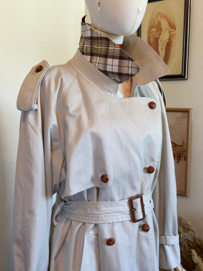 Vintage 1980s  Ecru French Trench Coat - Size Large