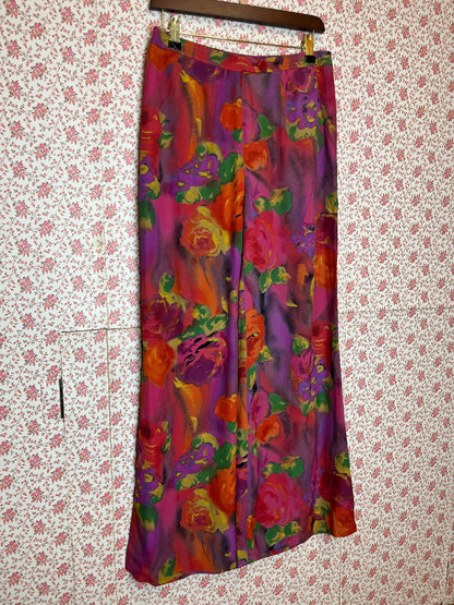 Vintage 1980s Abstract Printed Wide Leg Trousers