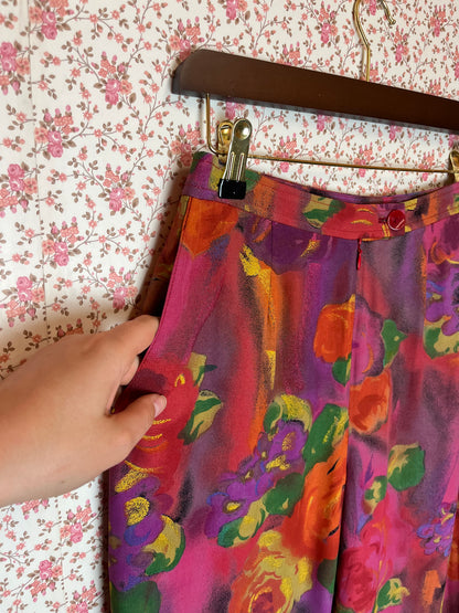 Vintage 1980s Abstract Printed Wide Leg Trousers