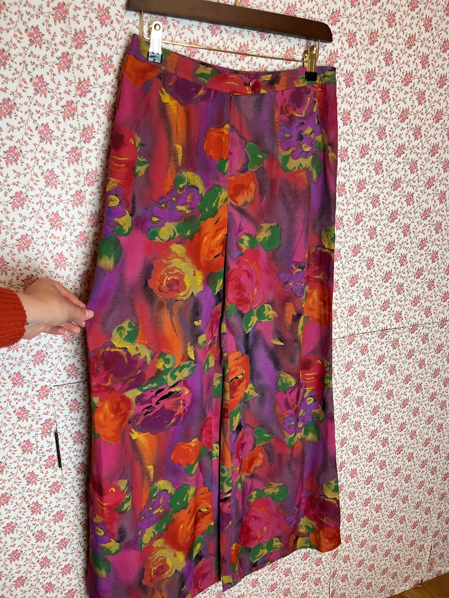 Vintage 1980s Abstract Printed Wide Leg Trousers