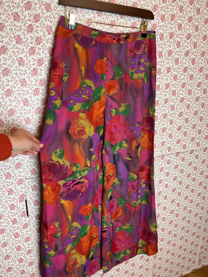 Vintage 1980s Abstract Printed Wide Leg Trousers