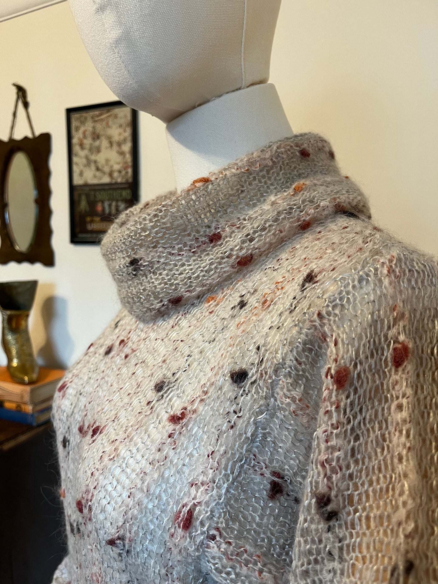 Vintage 1970s Mohair Blend Balloon Sleeve Knitted Dress