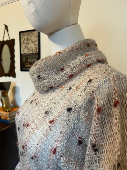 Vintage 1970s Mohair Blend Balloon Sleeve Knitted Dress