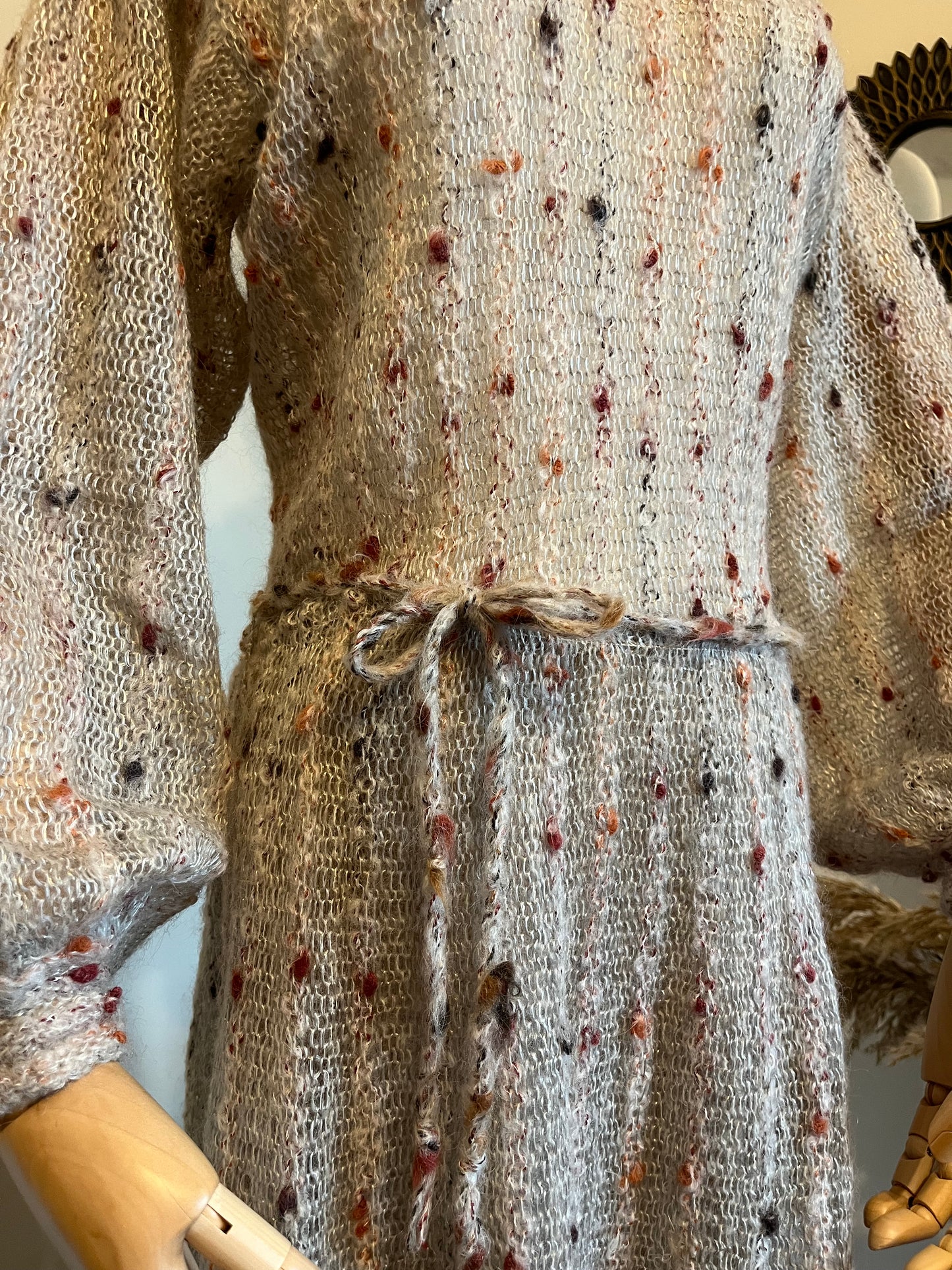 Vintage 1970s Mohair Blend Balloon Sleeve Knitted Dress