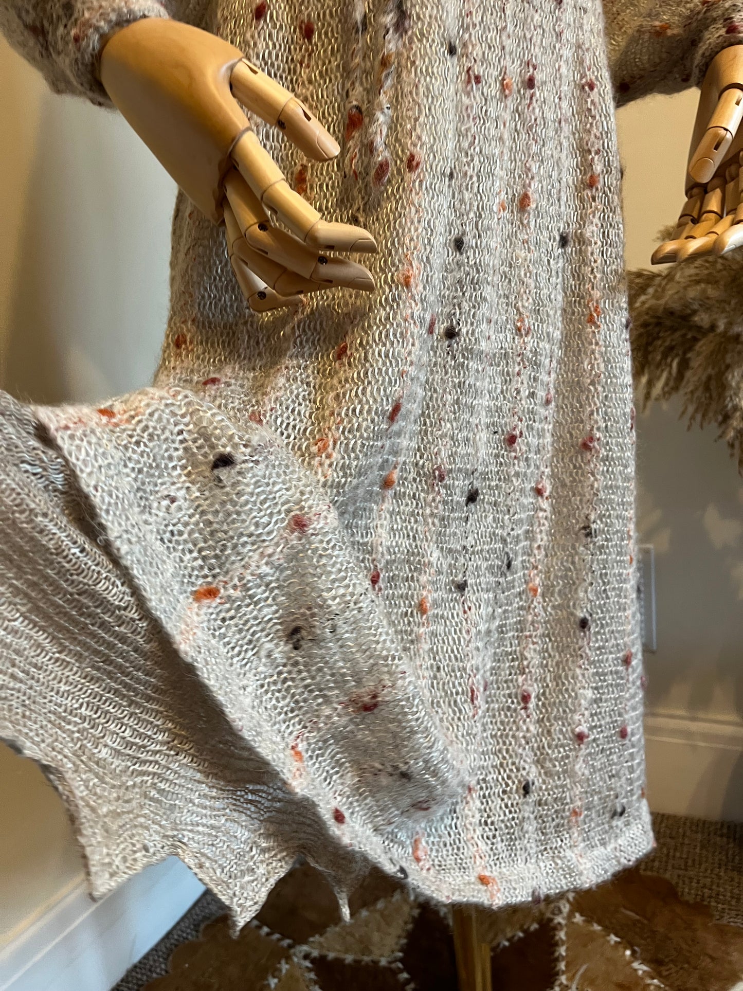 Vintage 1970s Mohair Blend Balloon Sleeve Knitted Dress