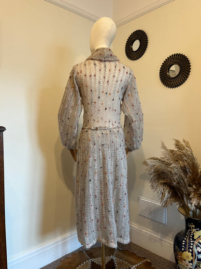 Vintage 1970s Mohair Blend Balloon Sleeve Knitted Dress