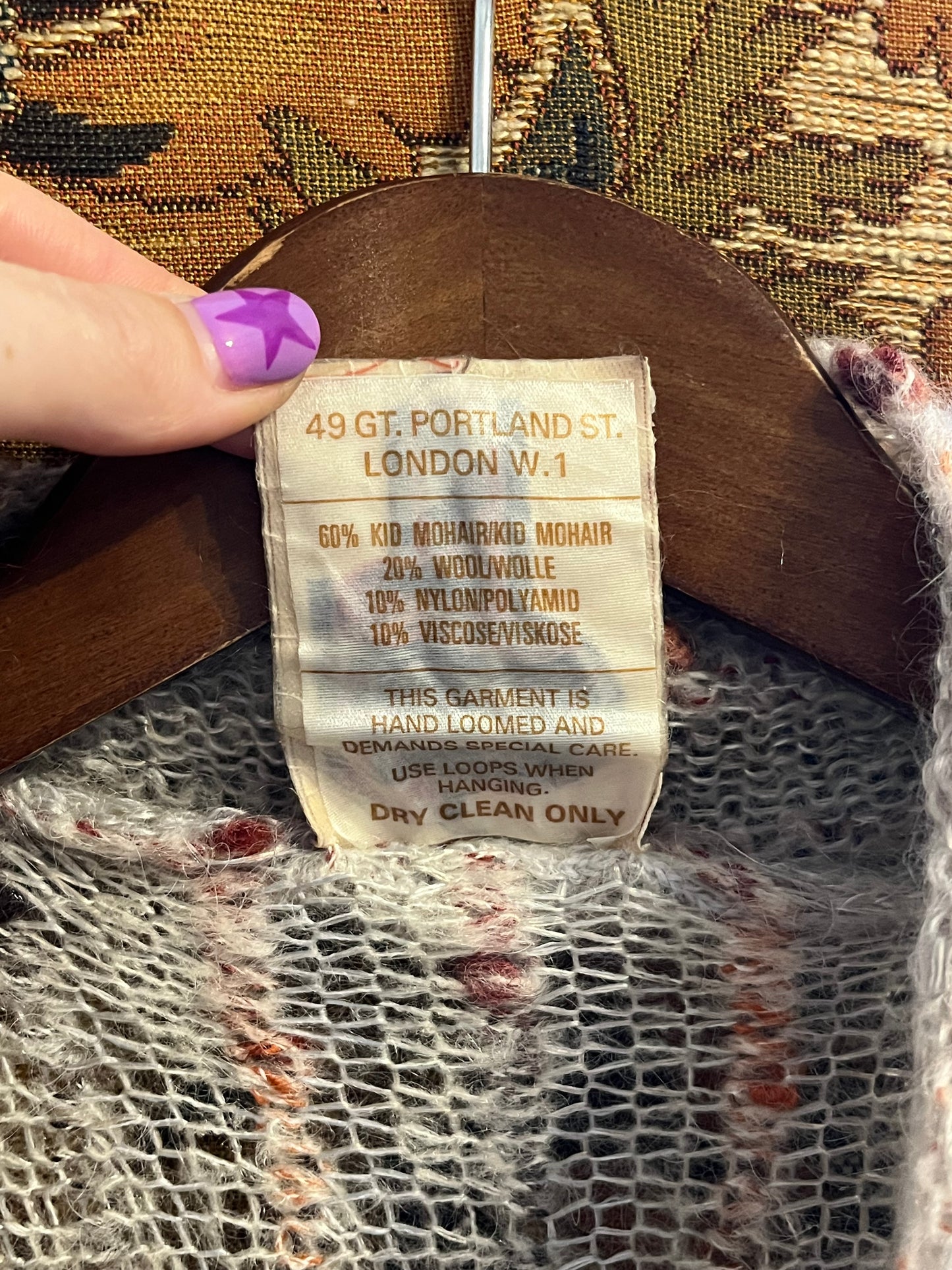 Vintage 1970s Mohair Blend Balloon Sleeve Knitted Dress