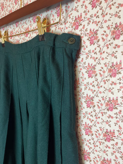 Vintage 1980s Green Pendleton Wool Pleated Midi Skirt