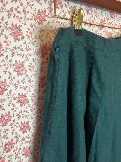 Vintage 1980s Green Pendleton Wool Pleated Midi Skirt