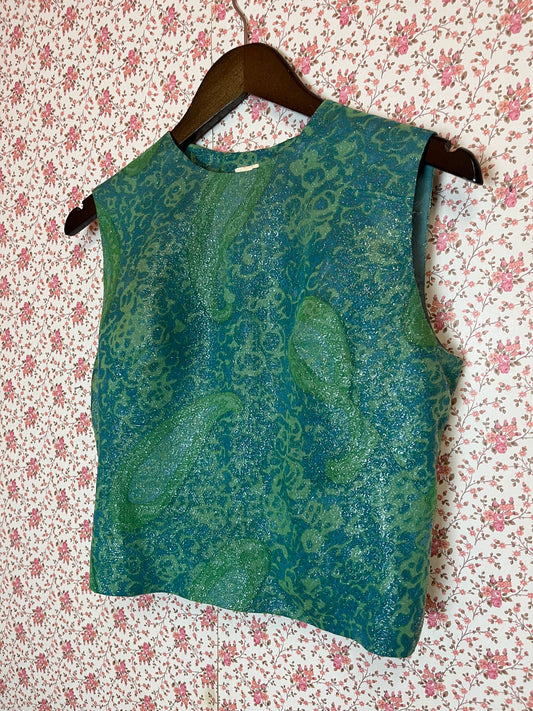 Vintage 1970s Paisley Lame Tank Top