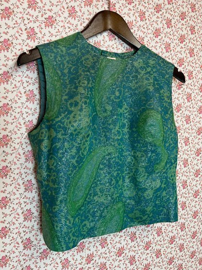 Vintage 1970s Paisley Lame Tank Top