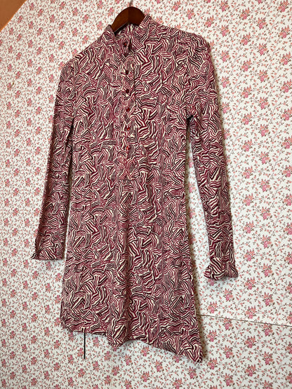 Vintage 1970s Wiggle Print High Neck Mini Dress