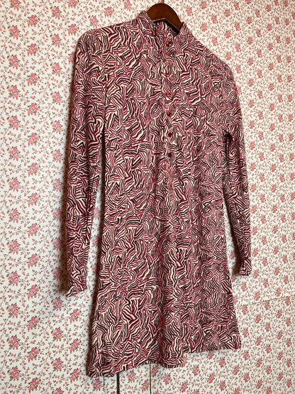 Vintage 1970s Wiggle Print High Neck Mini Dress
