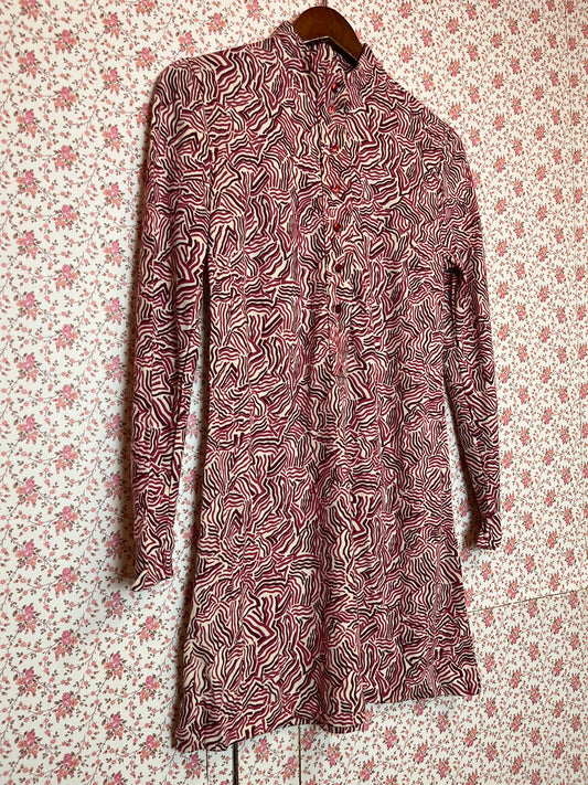 Vintage 1970s Wiggle Print High Neck Mini Dress