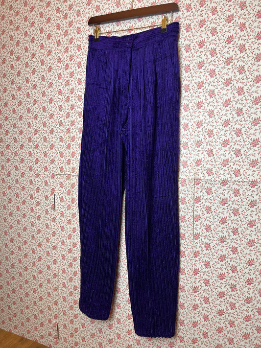 Vintage 1980s Purple Metallic Corduroy Tapered Trousers