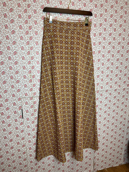 Vintage 1970s Metallic Brocade Full Maxi Skirt