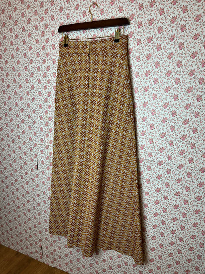 Vintage 1970s Metallic Brocade Full Maxi Skirt