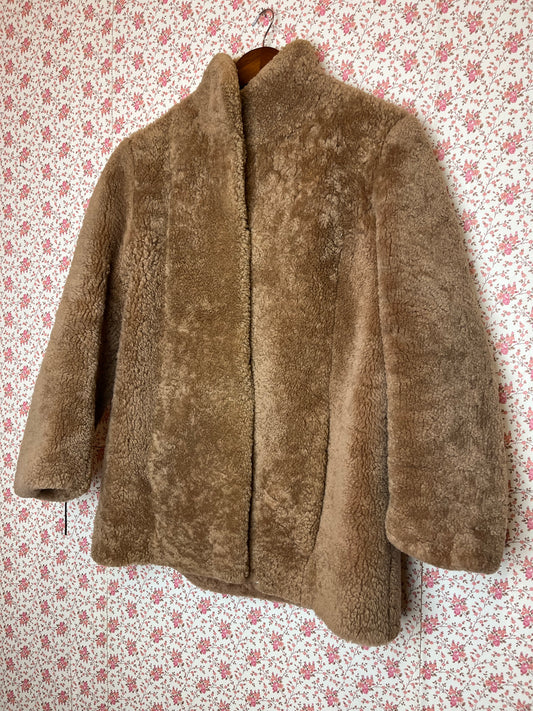 Vintage 1970s Caramel Full Lambskin Short Coat