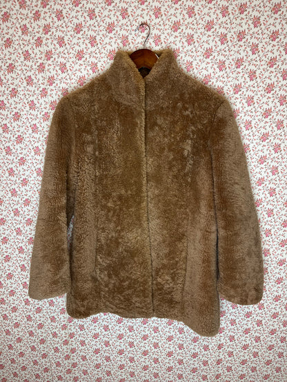 Vintage 1970s Caramel Full Lambskin Short Coat