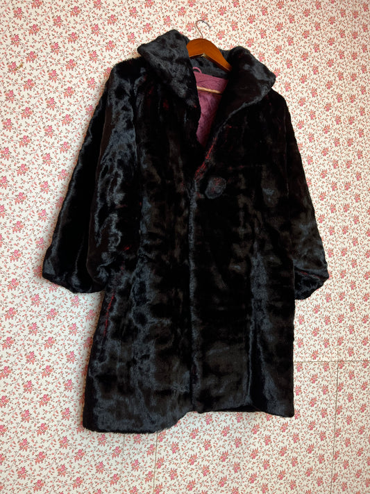 Vintage 1960s Faux Fur Cape Coat